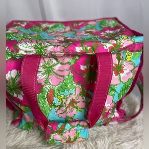 Lilly Pulitzer Soft Sided Zip Top Cooler With Handle Shoulder Strap Pink New D